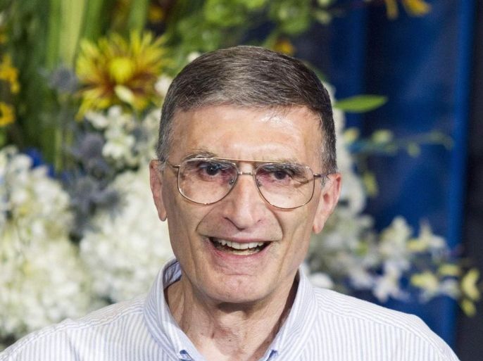 Aziz Sancar, a professor at the University of North Carolina-Chapel Hill, speaks at a press conference for the state of North Carolina's Nobel laureates in Chapel Hill, North Carolina October 7, 2015. Sweden's Tomas Lindahl, American Paul Modrich and Turkish-born Aziz Sancar won the 2015 Nobel Prize for Chemistry for work on mapping how cells repair damaged DNA, giving insight into cancer treatments, the award-giving body said on Wednesday. REUTERS/Ray Whitehouse