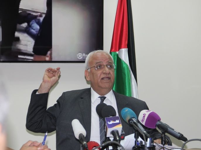 أمين سر اللجنة التنفيذية لمنظمة التحرير الفلسطينية خلال مؤتمر صحفي حول استهداف الأطفال والتوجه بمزيد من المعلومات للجنائية الدول