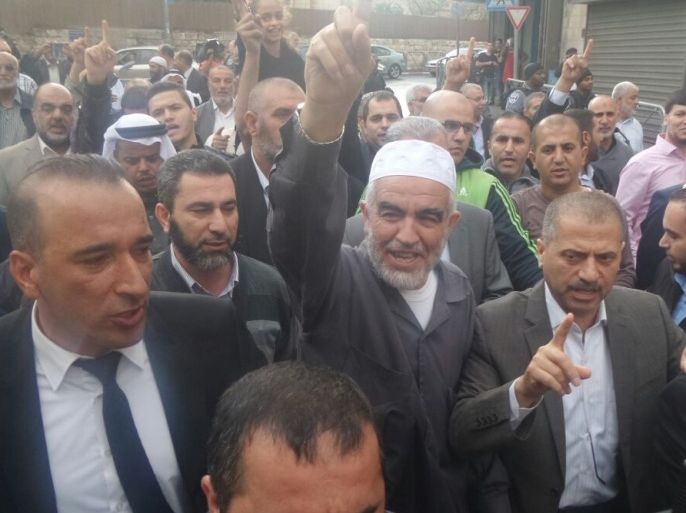 الشيخ رائد صلاح فور صدور قرار الحكم بسجنه القدس المحتلة تشرين الأول أكتوبر 2015.