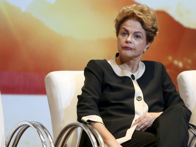 Brazil's President Dilma Rousseff looks on during the launch ceremony of the "Olympic Year for Tourism" in Brasilia, Brazil October 7, 2015.REUTERS/Adriano Machado