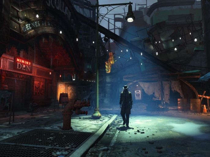 In this photo provided by Bethesda Softworks, a survivor explores the streets of post-apocalyptic Boston in the video game, "Fallout 4." (Bethesda Softworks via AP)