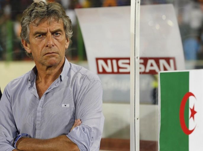 Algeria's head coach Christian Gourcuff of France looks on during their quarter-final soccer match of the 2015 African Cup of Nations against Ivory Coast in Malabo February 1, 2015. REUTERS/Amr Abdallah Dalsh (EQUATORIAL GUINEA - Tags: SPORT SOCCER)