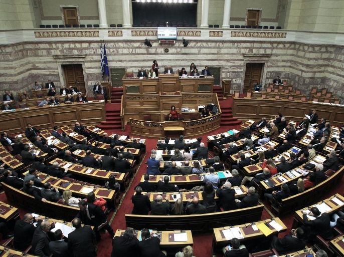 General view of a parliamentary session on a reform bill vote, in Athens, Greece, 19 November 2015. The government's omnibus bill on prior actions was approved by the Greek parliament on 19 November evening with 153 votes in favour and 137 votes against the legislation.