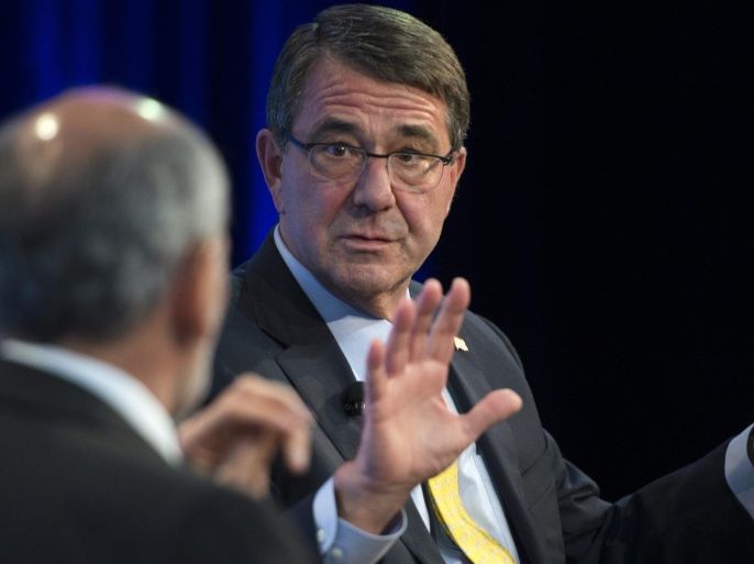 US Secretary of Defense Ashton Carter delivers remarks at the Wall Street Journal CEO Council in Washington DC, USA, 16 November 2015. Secretary Carter responded to questions on national security and the war on the so-called Islamic State (IS or ISIS).