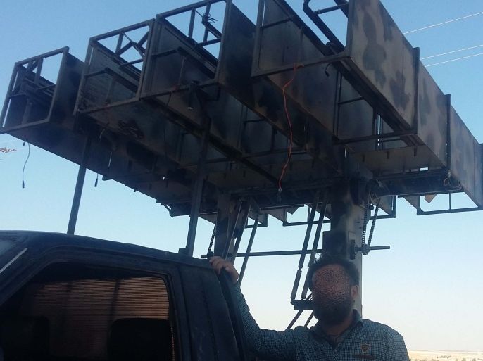 منصة صواريخ للمضادات الجوية التي صنعتها الكتيبة في ريف حلب خاص الجزيرة نت