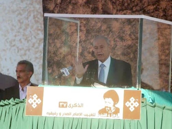 نبيه بري يلقي خطابا خلال الاحتفال بالذكرى 37 لاختطاف الصدر في جنوب لبنان النبطية أغسطس 31 2015