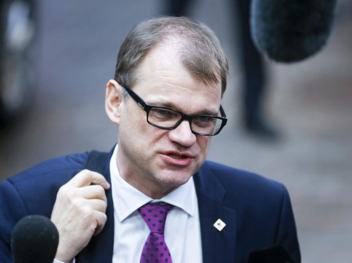 Finnish Prime Minister Juha Sipila arrives for the start of an EU-Turkey Summit in Brussels, Belgium, 29 November 2015. The European Union hopes to secure Ankara's concrete help in stemming a surge in migration, at a joint summit in Brussels, with the bloc offering financial aid and closer ties in return. Europe is facing its largest people movements since World War II, with almost 900,000 migrants and asylum seekers arriving this year. Many, including large numbers from war-torn Syria, transit through Turkey and board boats headed for Greece. EPA/OLIVIER HOSLET