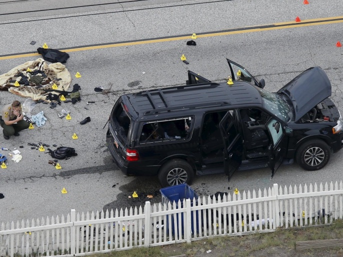  حادثة سان برناردينو في كاليفورنيا أودت بحياة 14 شخصا وجرحت 17 آخرين (رويترز)