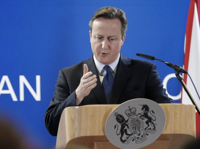 British Prime Minister David Cameron gives a press briefing at the end of first day of EU Summit in Brussels, Belgium, 17 December 2015. EU leaders meet in Brussels for its year-end summit with highly controversial British demands for reforms expected to be discussed. Sanctions against Russia, Europe's migration crisis, the fight against terrorism and the crisis in Syria are also expected to round out the agenda of the two-days summit on 17 and 18 December. EPA/OLIVIER HOSLET ALTERNATIVE CROP OF epa05073390
