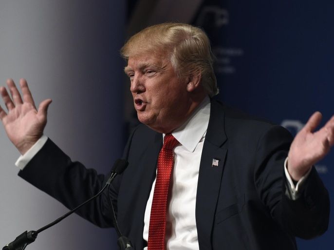 In this Dec. 3, 2015, photo, Republican presidential candidate Donald Trump speaks at the Republican Jewish Coalition Presidential Forum in Washington. Trump says he is calling for a "complete and total shutdown" on Muslims entering the United States. Trump says in a statement released by his campaign Dec. 7 that his proposal comes in response to the level of hatred among "large segments of the Muslim population" toward Americans. (AP Photo/Susan Walsh)