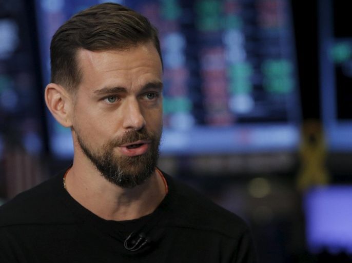 Jack Dorsey, CEO of Square and CEO of Twitter, speaks during an interview with CNBC following the IPO for Square Inc., on the floor of the New York Stock Exchange November 19, 2015. Square Inc priced shares at $9 for its initial public offering, about 25 percent less than it had hoped, as it struggled to win over investors skeptical about its business and valuation before trading begins on Thursday. REUTERS/Lucas Jackson