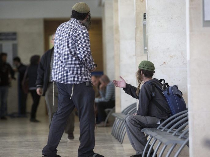 Right-wing Jewish settlers in the Magistrate's Court in Petah Tikva, next to Tel Aviv, Israel, 28 December 2015. A hearing was underway in which four Jewish right-wing settlers from the West Bank are being held, and are expected to be indicted later this week, over the firebombing of a home in the West Bank village of Duma last July in which three Palestinians in the Dawabsha family were killed.