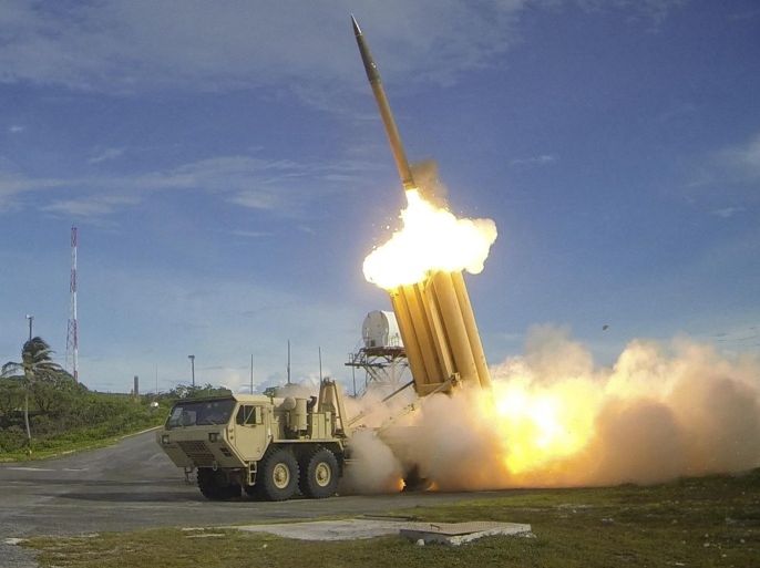 A Terminal High Altitude Area Defense (THAAD) interceptor is launched during a successful intercept test, in this undated handout photo provided by the U.S. Department of Defense, Missile Defense Agency. THAAD provides the U.S. military a land-based, mobile capability to defend against short- and medium-range ballistic missiles, intercepting incoming missiles inside and outside the earth's atmosphere. REUTERS/U.S. Department of Defense, Missile Defense Agency/Handout via Reuters ATTENTION EDITORS - FOR EDITORIAL USE ONLY. NOT FOR SALE FOR MARKETING OR ADVERTISING CAMPAIGNS. THIS IMAGE HAS BEEN SUPPLIED BY A THIRD PARTY. IT IS DISTRIBUTED, EXACTLY AS RECEIVED BY REUTERS, AS A SERVICE TO CLIENTS