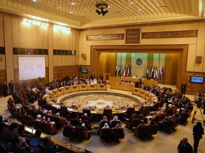 A general view of the Arab League's Foreign Ministers and their delegation members attending an emergency meeting at the League's headquarters in Cairo, Egypt, 10 January 2016. The Arab League foreign ministers meet in Cairo to discuss the Saudi-Iranian tensions.