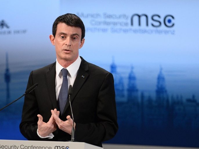 French Prime Minister Manuel Vals speaks at the 52nd Security Conference in Munich, Germany, 13 February 2016. The 52nd Security Conference, where foreign policy and defence experts are meeting to discuss global crises continues until 14 February 2016.