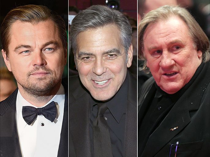 المثل الفرنسي Gerard Depardieu والأميركي George Clooney والأميركي Leonardo Di Caprio