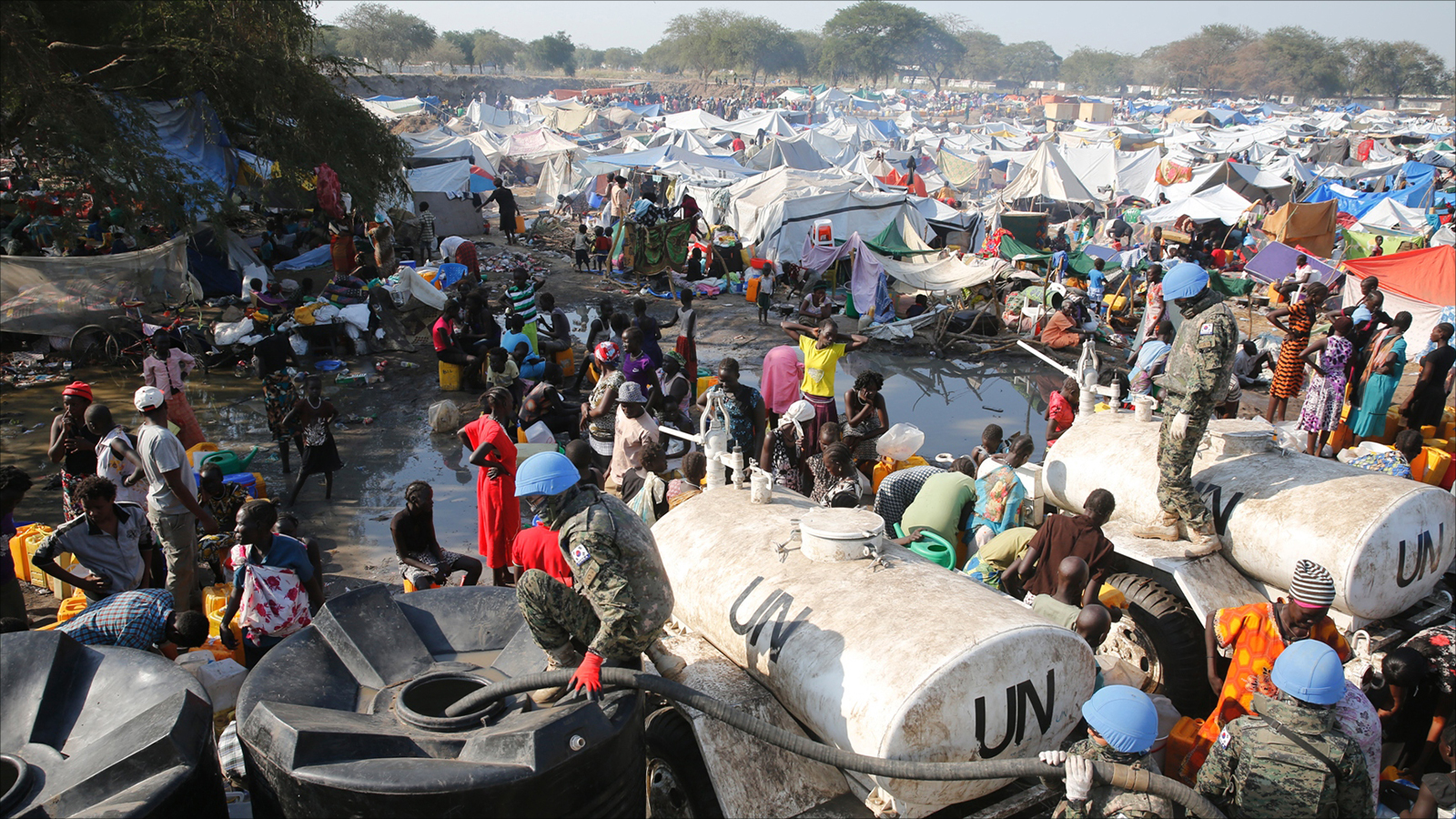 مخيم لاجئين قرب مدينة جوبا في جنوب السودان 