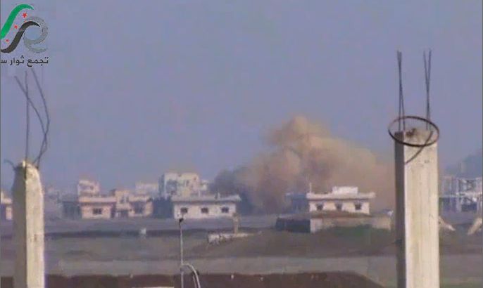 لحظة استهداف الطائرات لمدينة تلبيسة بريف حمص