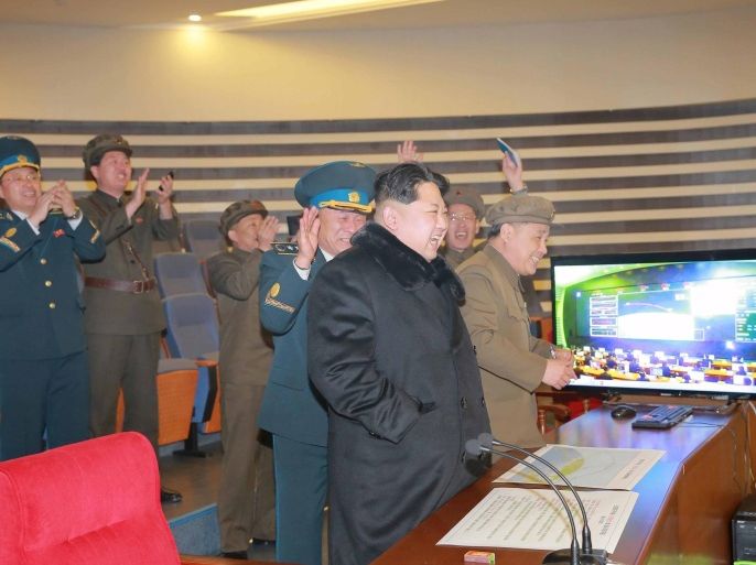 North Korean leader Kim Jong Un reacts as he watches a long range rocket launch in this undated photo released by North Korea's Korean Central News Agency (KCNA) in Pyongyang February 7, 2016. REUTERS/KCNA ATTENTION EDITORS - THIS PICTURE WAS PROVIDED BY A THIRD PARTY. REUTERS IS UNABLE TO INDEPENDENTLY VERIFY THE AUTHENTICITY, CONTENT, LOCATION OR DATE OF THIS IMAGE. FOR EDITORIAL USE ONLY. NOT FOR SALE FOR MARKETING OR ADVERTISING CAMPAIGNS. THIS PICTURE IS DISTRIBUTED EXACTLY AS RECEIVED BY REUTERS, AS A SERVICE TO CLIENTS. NO THIRD PARTY SALES. SOUTH KOREA OUT. NO COMMERCIAL OR EDITORIAL SALES IN SOUTH KOREA