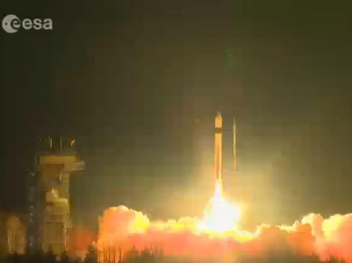 A handout photo provided by the European Space Agency ESA on 16 February 2016 shows the lift-off of Sentinel-3A â the first of the two-satellite Sentinel-3 mission â on a Rockot launcher from the Plesetsk Cosmodrome in northern Russia at 17:57 GMT (18:57 CET), 16 February 2016. The Sentinel-3A as part of the European Space Agency's (ESA) Copernicus Programme will monitor the oceans and measure the flow of ocean currents and the rising water levels. EPA/EUROPEAN SPACE AGENCY/HANDOUT
