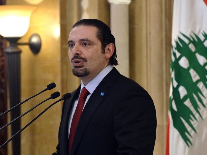 Former Lebanese premier and Future Movement leader MP Saad Hariri speaks during a press conference at his home in central Beirut, Lebanon, 22 February 2016. Reports state Saad Hariri urged the Saudi King Salman to not give up on Lebanon; three days after the Kingdom said it was halting a 4-billion-dollar military aid program for Lebanon. Saudi Arabia on 19 February decided to stop the aid saying it was concerned about money ending up in the hands of the Shiite militant movement Hezbollah.