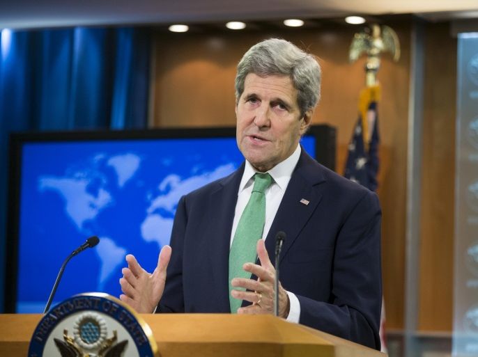 Secretary of State John Kerry speaks to reporters at the State Department in Washington, Thursday, March 17, 2016. Kerry has determined that the Islamic State group is committing genocide against Christians and other minorities in Iraq and Syria, as he acted to meet a congressional deadline. (AP Photo/J. Scott Applewhite)