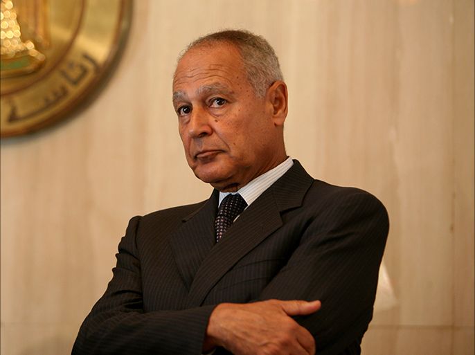 epa02370430 Egyptian Foreign Minister Ahmed Aboul Gheit looks on during a joint press conference with US Special Envoy to the Middle East Georges Mitchell after Mitchells's meeting with Egyptian President Hosni Mubarak and (both not in the photograph) in Cairo, Egypt, 03 October 2010. Mitchell arrived to Egypt on 02 October as part of his Middle East countries tour to discuss the latest developments in the Middle East peace process. EPA/AMEL PAIN