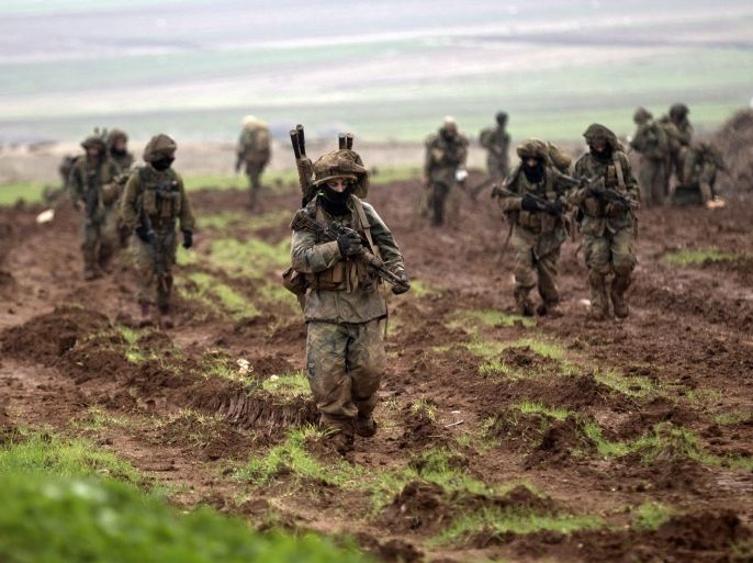 Israel Infantry Soldiers marching during a training in the Jordan Valley, near the West Bank city of Nablus, 08 February 2016. The Israeli army performed this maneuvre as part of a seasonal training.