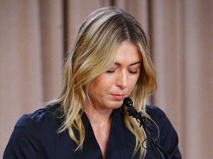 Mar 7, 2016; Los Angeles, CA, USA; Maria Sharapova speaks to the media announcing a failed drug test after the Australian Open during a press conference today at The LA Hotel Downtown. Mandatory Credit: Jayne Kamin-Oncea-USA TODAY Sports TPX IMAGES OF THE DAY