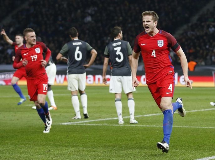 Football Soccer - Germany v England - International Friendly - Olympiastadion, Berlin, Germany - 26/3/16 Eric Dier celebrates with Jamie Vardy (L) after scoring the third goal for England Action Images via Reuters / Carl Recine Livepic EDITORIAL USE ONLY.