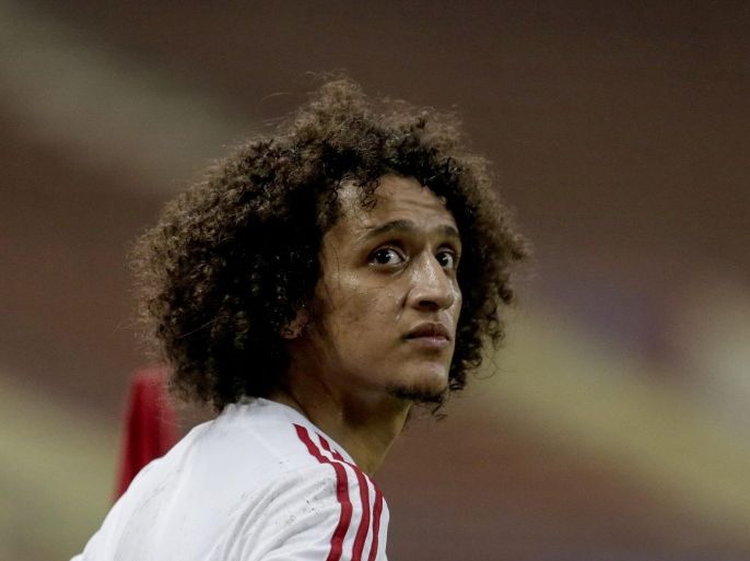 Omar Abdulrahman reacts during the FIFA World Cup 2018 Asian qualifying soccer match between Malaysia and UAE at Shah Alam Stadium, outside Kuala Lumpur, Malaysia, 17 October 2015.