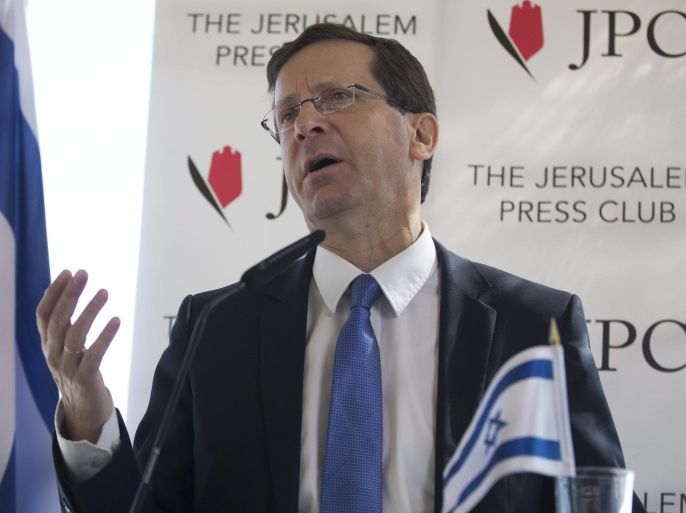 Isaac Herzog, leader of the Zionist Union party and the Israeli Labor party, speaks to journalists in the Jerusalem Press Club in Jerusalem, Israel, 10 February 2016. Herzog reiterated the Labor party's commitment to a two state solution to the Israeli - Palestinian conflict, and has put forward his new idea of 'separation' and completing the 'separation fence or wall, to ensure better security to Israeli during this time of increased Palestinian stabbing attacks on Israelis.