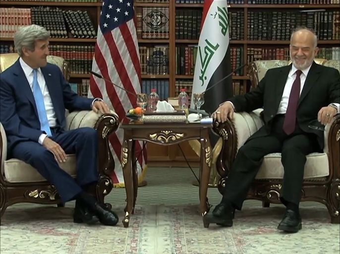 وزير الخارجية الأميركي جون كيري ووزير الخارجية العراقي ابراهيم الجعفري