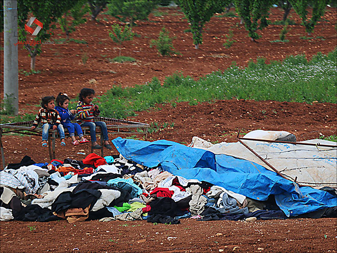 ‪أنقاض خيمة في ريف حلب الشمالي‬ (ناشطون)