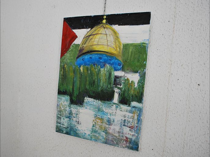 جانب من بعض اللوحات المعروضة في مهرجان فلسطين الدولي الثاني للفن التشكيلي