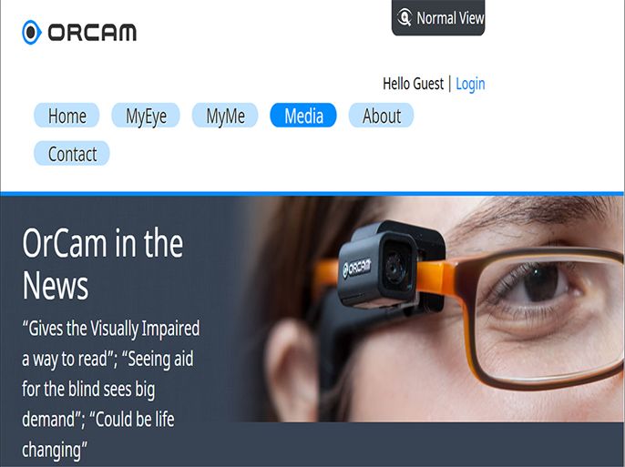 سنابشوت من موقع نظارة جهاز أوركام للرؤية والذي يستخدم كاميرا مثبتة في أي نظارة للتعرف على الأشياء ثم ينقل هذا لمن يضعها من خلال سماعة أذن