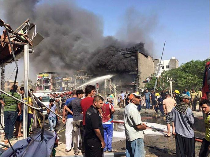 مكان انفجار سيارة مفخخة وسط مدينة كربلاء جنوب غربي بغداد