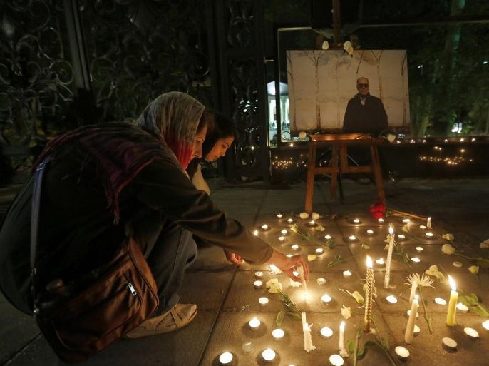 Iranians light candles during a candlelight ceremony mourning the death of late Iranian film director Abbas Kiarostami at the Cinema Museum in Tehran, Iran, 05 July 2016. According to media reports, award-winning film director Abbas Kiarostami died after several months of illness at the age of 76 in Paris, France on 04 July 2016. The director suffered since the end of March of gastrointestinal cancer and had been undergoing hospital treatment in France, media added. Kiarostami, whose career spanned 40 decades, was considered one of the most prominent directors of Iran.