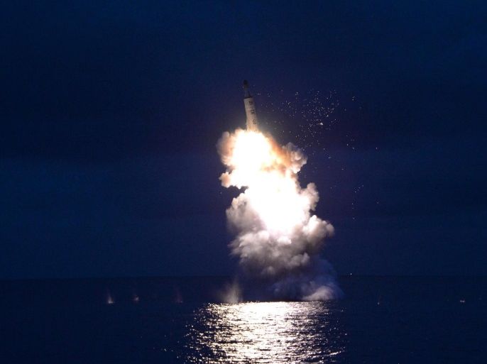 A test-fire of strategic submarine-launched ballistic missile is seen in this undated photo released by North Korea's Korean Central News Agency (KCNA) in Pyongyang August 25, 2016. REUTERS/KCNA ATTENTION EDITORS - THIS PICTURE WAS PROVIDED BY A THIRD PARTY. REUTERS IS UNABLE TO INDEPENDENTLY VERIFY THE AUTHENTICITY, CONTENT, LOCATION OR DATE OF THIS IMAGE. FOR EDITORIAL USE ONLY. NOT FOR SALE FOR MARKETING OR ADVERTISING CAMPAIGNS. NO THIRD PARTY SALES. NOT FOR USE