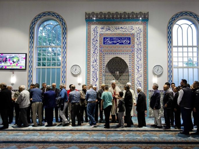 Muslims gather at the conclusion of Ramadan for the morning prayers in the Mevlana Mosque in Rotterdam, The Netherlands, 05 July 2016.