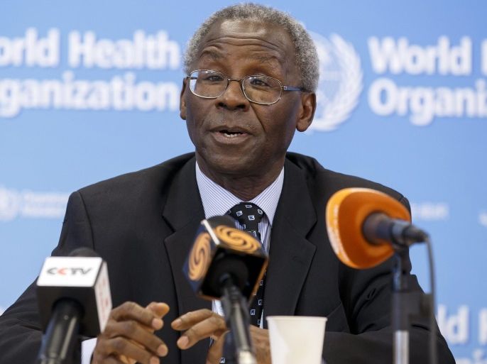 Nigerian Professor Oyewale Tomori of Redemer's University, speaks to the media after meeting on therapies and vaccines with potential to treat or prevent Ebola virus disease, during a press conference at the headquarters of the World Health Organization (WHO) in Geneva, Switzerland, 05 September 2014.