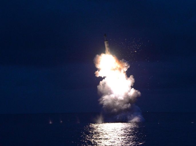 A test-fire of strategic submarine-launched ballistic missile is seen in this undated photo released by North Korea's Korean Central News Agency (KCNA) in Pyongyang August 25, 2016. REUTERS/KCNA ATTENTION EDITORS - THIS PICTURE WAS PROVIDED BY A THIRD PARTY. REUTERS IS UNABLE TO INDEPENDENTLY VERIFY THE AUTHENTICITY, CONTENT, LOCATION OR DATE OF THIS IMAGE. FOR EDITORIAL USE ONLY. NOT FOR SALE FOR MARKETING OR ADVERTISING CAMPAIGNS. NO THIRD PARTY SALES. NOT FOR USE