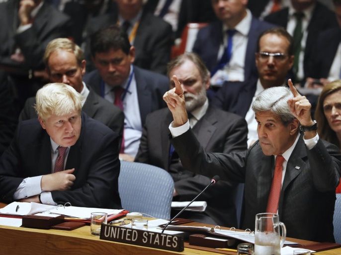 U.S. Secretary of State John Kerry gestures as he speaks of recent events in Syria during a meeting of the United Nations Security Council to address the situation in the Middle East during the General Assembly for the 71st session of the U.N. General Assembly at U.N. headquarters in New York, U.S., September 21, 2016. REUTERS/Lucas Jackson