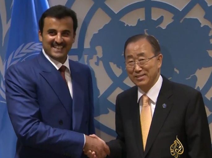 أمير قطر التقى الأمين العام للأمم المتحدة على هامش الجمعية العمومية