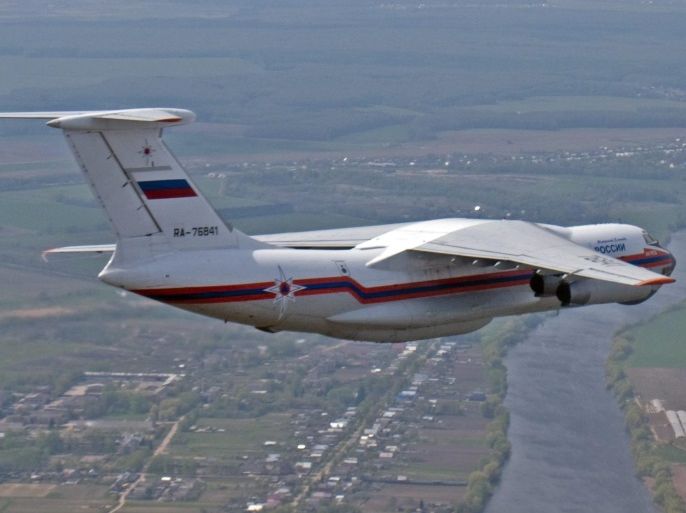 A handout image, released by Russian Ministry's of the Emergencies on 02 July 2016, shows an Il-76 tanker plane as one of firefighting planes Il-76 with a crew of 10 has gone missing during fight with forest fires on 01 July 2016 in Irkutsk region, southern Siberia, Russia. EPA/MINISTRY'S OF EMERGENCIES / HANDOUT