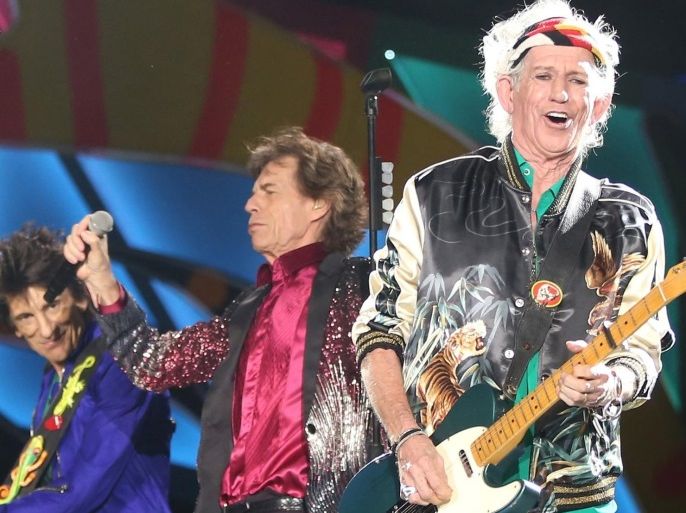 FILE PHOTO -- Keith Richards (R), Mick Jagger (C) and Ronnie Wood of the Rolling Stones perform a free outdoor concert at Ciudad Deportiva de la Habana sports complex in Havana, Cuba March 25, 2016. REUTERS/Alexandre Meneghini/File Photo