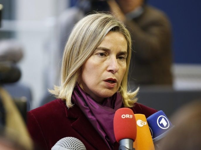 Federica Mogherini, the High Representative of the European Union for Foreign Affairs and Security Policy, speaks to media as he arrives for the Foreign Council meeting in Luxembourg, 17 October 2016. EU foreign affairs ministers will discuss the situation in Syria and the recent developments on the ground.