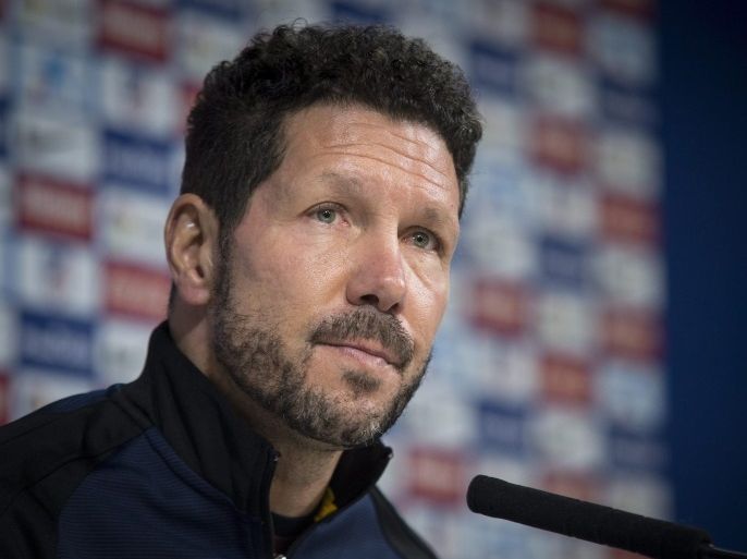 Atletico de Madrid's coach Diego Simeone offers a press conference in Madrid, Spain, 26 November 2016. Atletico de Madrid faces Osasuna on 27 November 2016 in a Primera Division match.