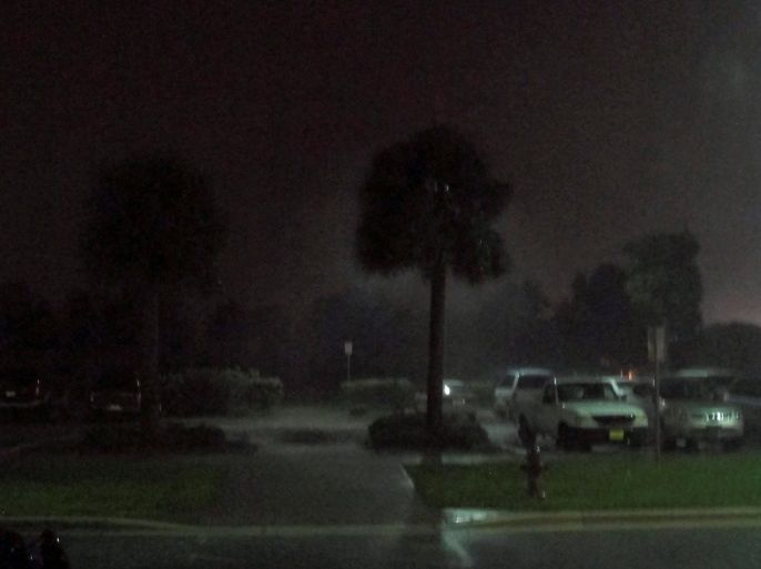 Rain falls and winds caused by storm are seen while Hurricane Matthew approaches in Melbourne, Florida, U.S. October 7, 2016. REUTERS/Henry Romero