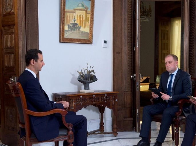 Syria's President Bashar al-Assad attends an interview with Russian state television, in this handout picture provided by SANA on December 14, 2016, Syria. SANA/Handout via REUTERS ATTENTION EDITORS - THIS PICTURE WAS PROVIDED BY A THIRD PARTY. REUTERS IS UNABLE TO INDEPENDENTLY VERIFY THE AUTHENTICITY, CONTENT, LOCATION OR DATE OF THIS IMAGE. FOR EDITORIAL USE ONLY.